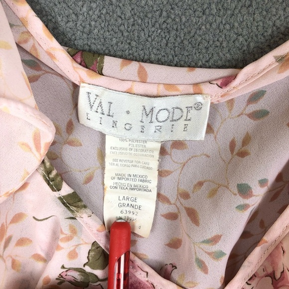 Vintage Val Mode floral ruffle camisole lingerie short slip dress size L - Picture 5 of 6